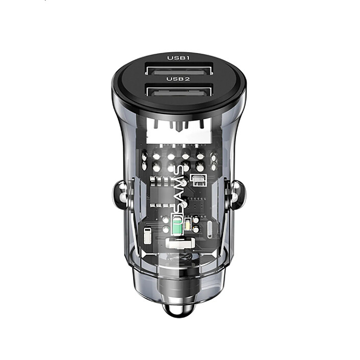 Avizar Chargeur Voiture 15W Double Port USB-A QuickCharge 3.0 Noir transparent