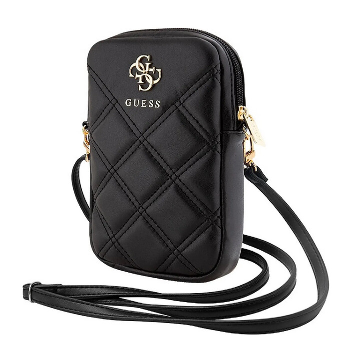 Avis Guess Pochette Universelle pour Téléphone Matelassée avec Bandoulière et Logo 4G Noir