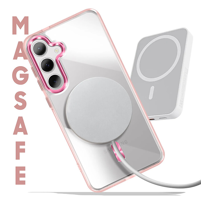 Avis Avizar Coque MagSafe pour Samsung S24 Plus et S25 Plus Dos Cristal Color Rose champagne