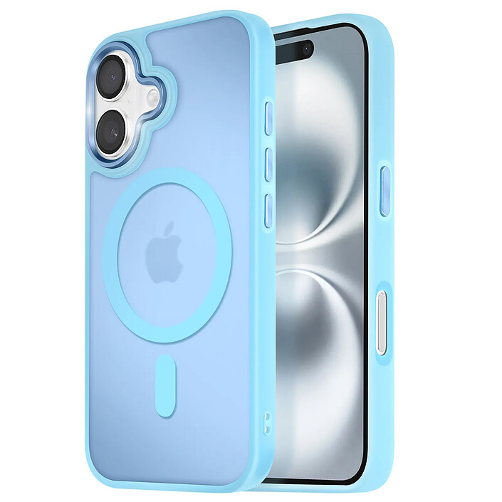 Avizar Coque MagSafe pour iPhone 16 Plus Dos Mat Givré Contour Bleu clair