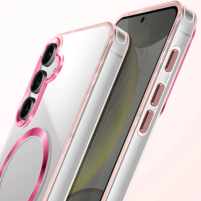 Acheter Avizar Coque MagSafe pour Samsung S24 Plus et S25 Plus Dos Cristal Color Rose champagne