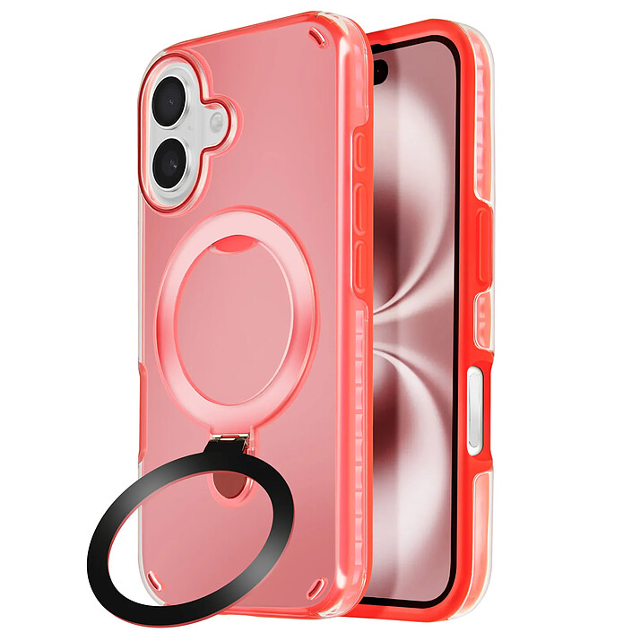 Avizar Coque MagSafe pour iPhone 16 Plus Antichoc avec Support Pliable Rouge