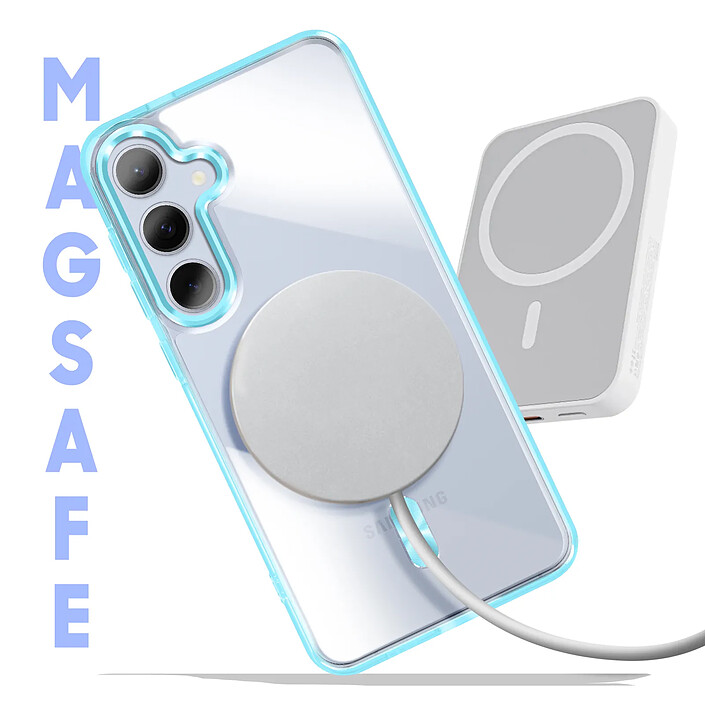 Avis Avizar Coque MagSafe pour Samsung S24 Plus et S25 Plus Dos Cristal Color Bleu