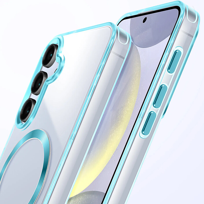 Acheter Avizar Coque MagSafe pour Samsung S24 Plus et S25 Plus Dos Cristal Color Bleu