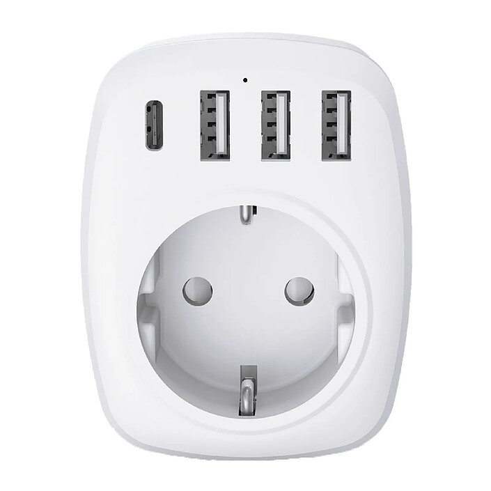 Adaptateur voyage UE/UK - 4 ports USB - Blanc - Voltman