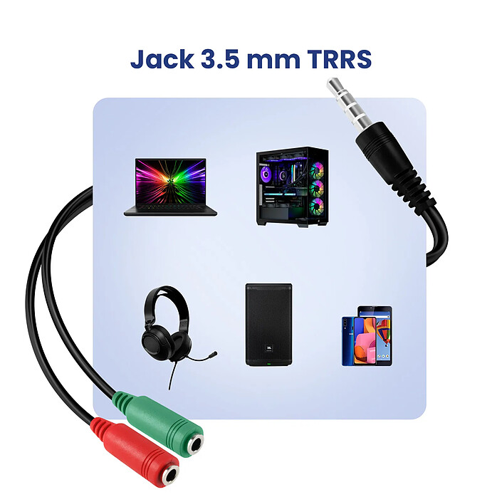 Acheter Akyga Adaptateur Audio Jack 3.5 mm TRRS vers Double Jack Casque et Micro Noir