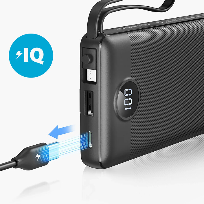 Acheter VEGER - VEGER - Batterie externe avec écran LCD - Capacité 10000mAh - Câbles intégrés - Entrées 1xCable USB-A. 1xPuerto USB-C - Charge 4 dispositifs à