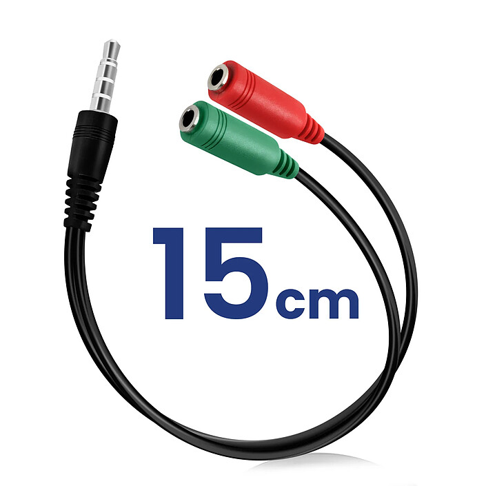 Akyga Adaptateur Audio Jack 3.5 mm TRRS vers Double Jack Casque et Micro Noir pas cher