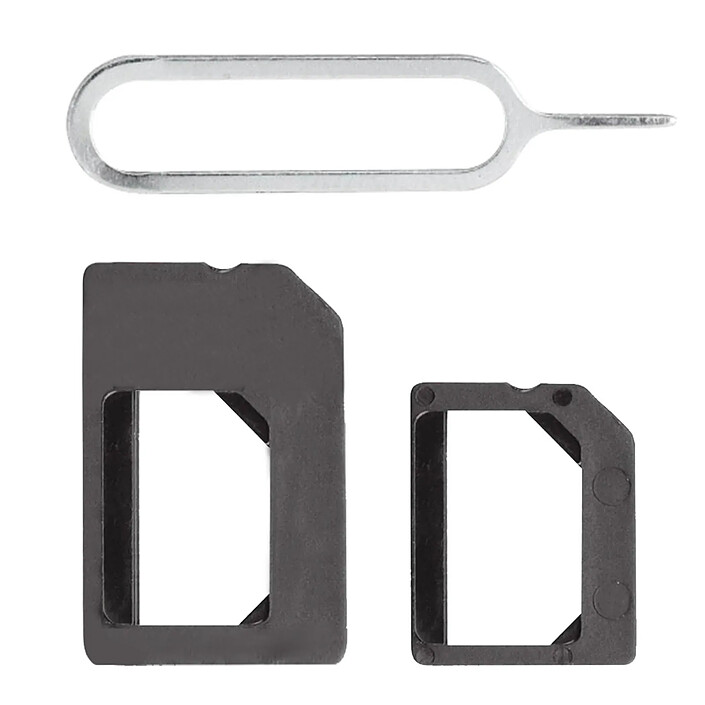 Colorfone Adaptateur carte SIM Convertisseur Nano SIM Micro SIM Pic d'extraction Noir