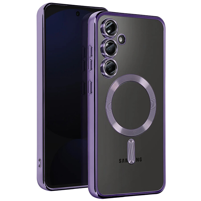 Avizar Coque MagSafe pour Samsung Galaxy S24 FE Silicone Contour Chromé Violet