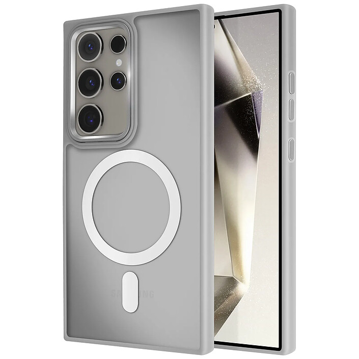 Avizar Coque MagSafe pour Samsung Galaxy S24 Ultra Dos Mat Givré Contour Gris