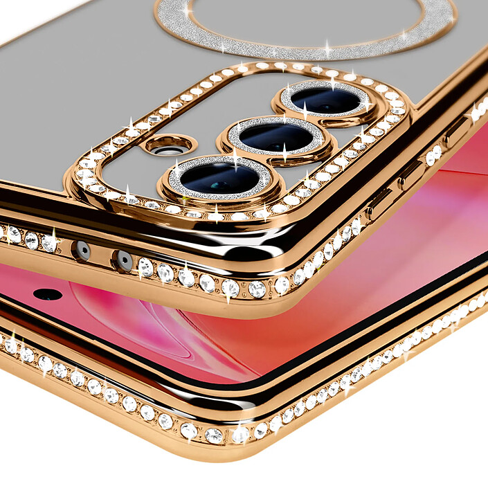 Avis Avizar Coque Diamant pour Samsung Galaxy S24 FE MagSafe Contour Strass Dorée