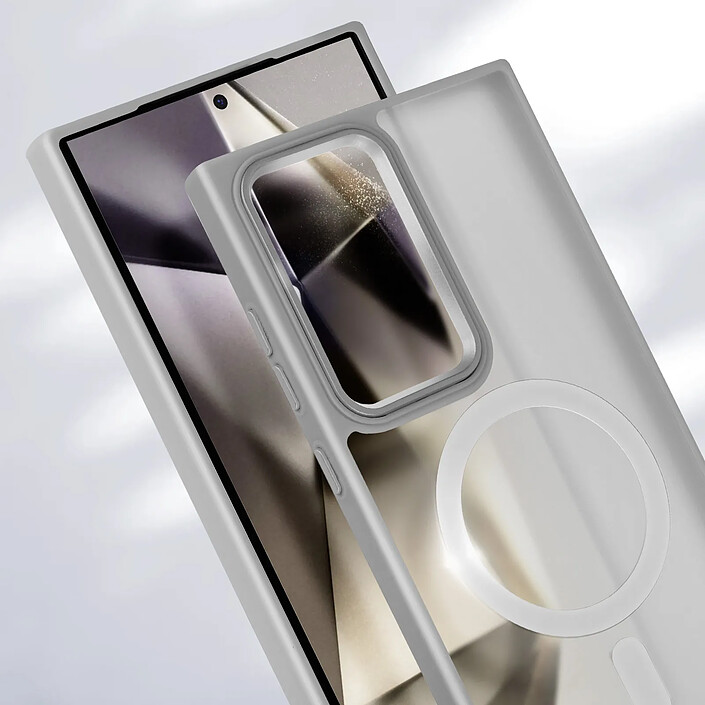 Avizar Coque MagSafe pour Samsung Galaxy S24 Ultra Dos Mat Givré Contour Gris pas cher