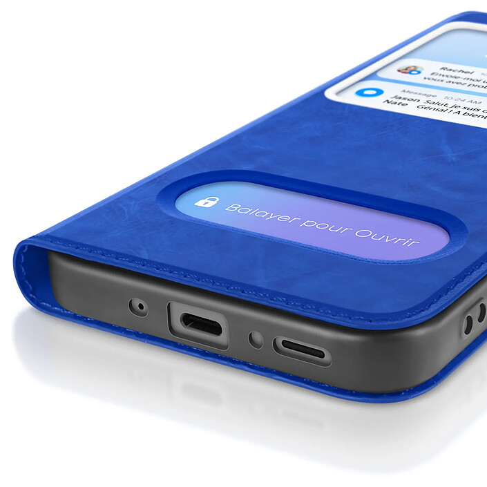 Avizar Étui pour Samsung Galaxy A16 Fenêtre Fonction Support Vidéo Bleu pas cher