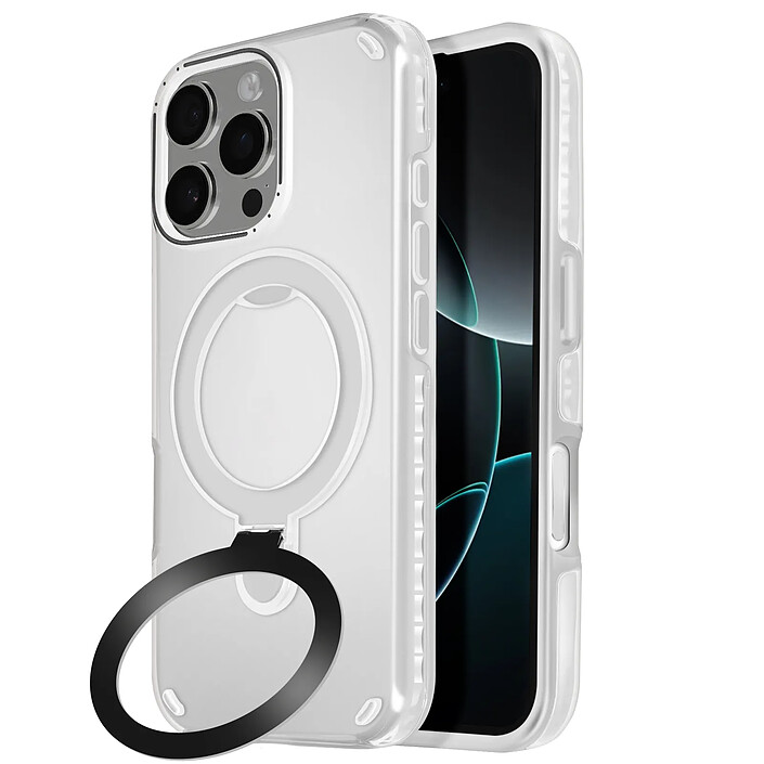 Avizar Coque MagSafe pour iPhone 16 Pro Antichoc avec Support Pliable Blanc