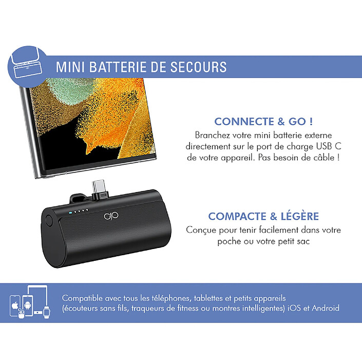 Avis Force Power Powerbank 5000 mAh PD 20W avec Connecteur USB-C Intégré et Indicateurs LED Noir