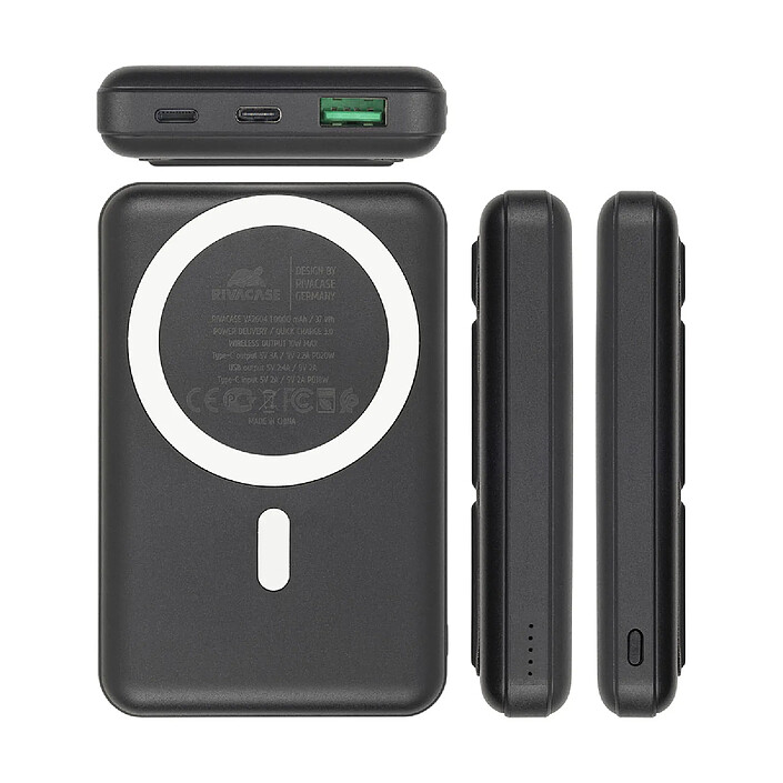 Avis Rivacase Powerbank VA2604 10000mAh Magsafe Chargement Sans Fil Qi 15 W Noir