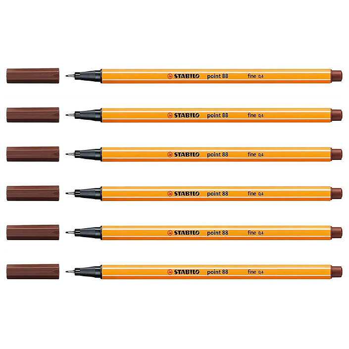 STABILO Stylo-Feutre POINT 88 Pointe Fine 0,4 mm Brun x 6