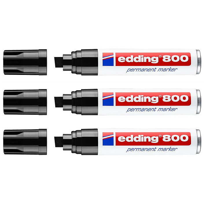 EDDING Marqueur Permanent 800 Pointe Large noir 4-12 mm x 3