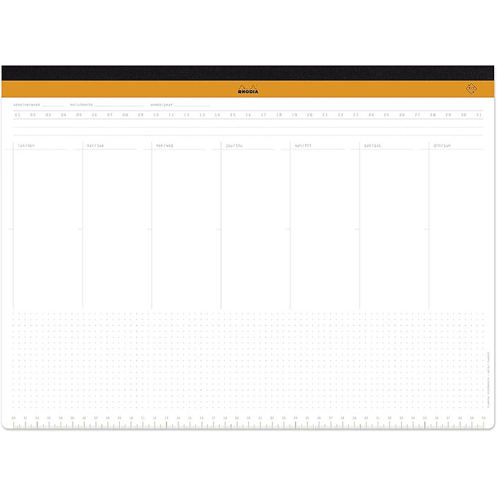 RHODIA Sous-Main Semainier Entoilé - A3+ - 42 x 30,9 cm - 60 Feuillets Détachables
