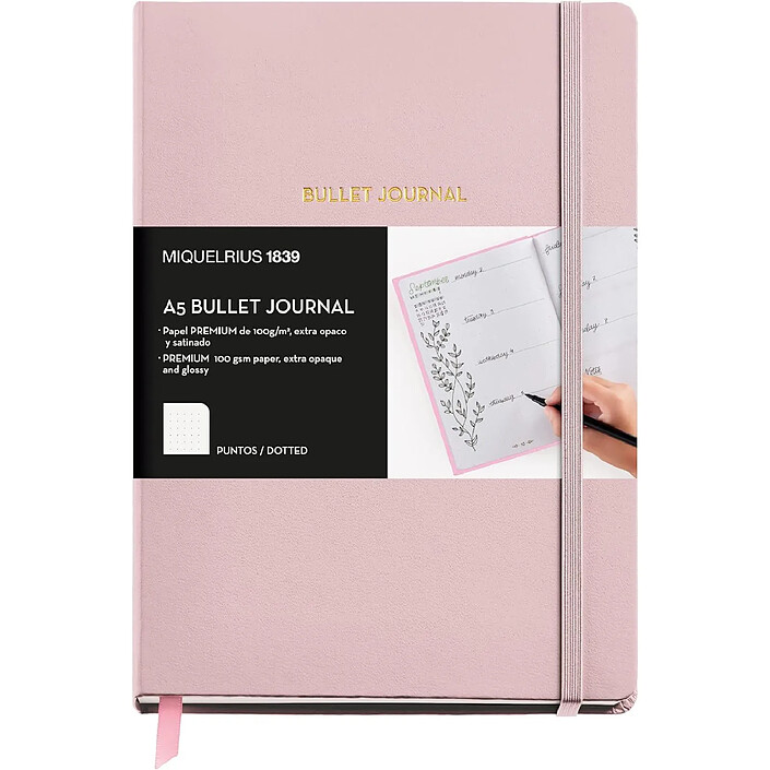 MIQUELRIUS Carnet Bullet Journal A5 96 Feuilles Rose