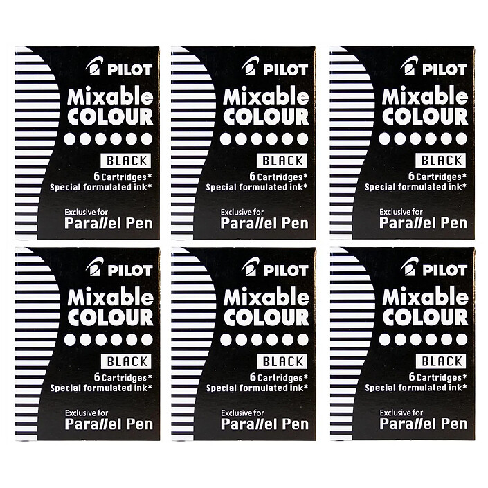 PILOT Boite de 6 Cartouches d'encre pour stylo Parallel Pen Noir x 6
