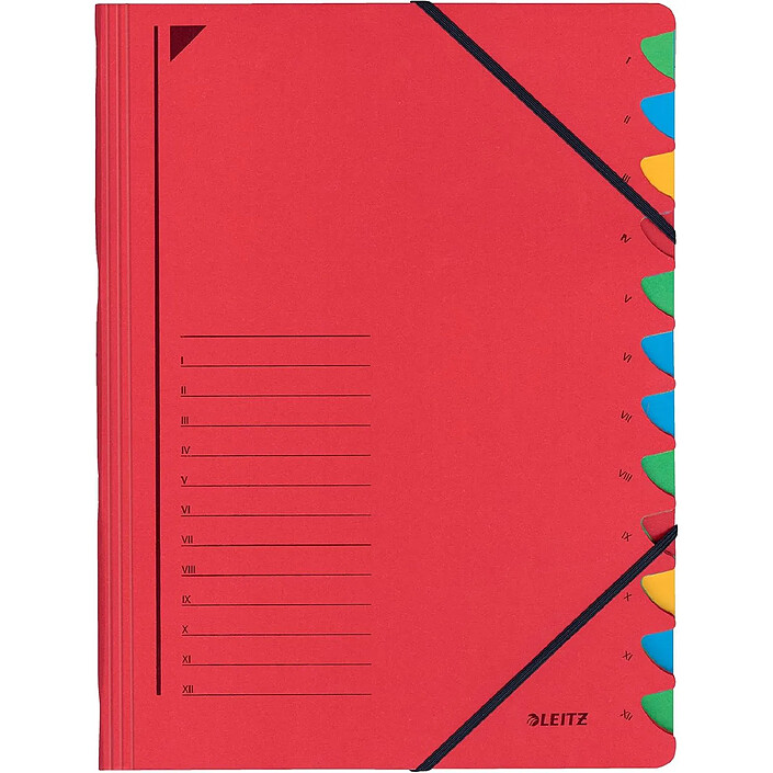 LEITZ Classeur trieur, format A4, 12 compartiments rouge
