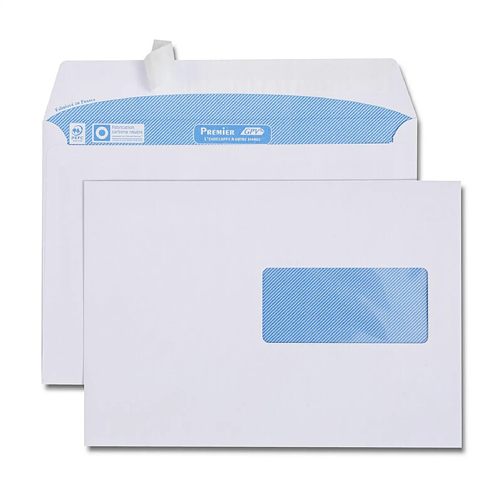 GPV Boîte de 500 enveloppes blanches C5 162x229 90 g/m² fenêtre 45x100