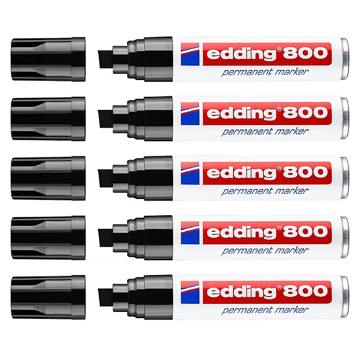 EDDING Marqueur Permanent 800 Pointe Large noir 4-12 mm x 5