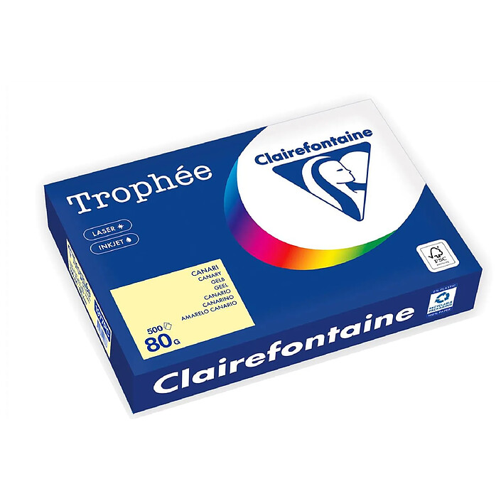 CLAIREFONTAINE Ramette Papier FSC A4 80g 500 Feuilles Canari