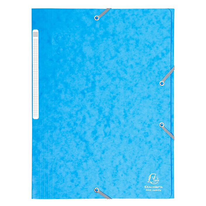 EXACOMPTA Chemise 3 rabats + elastique A4 cap 35 mm carte Turquoise x 25