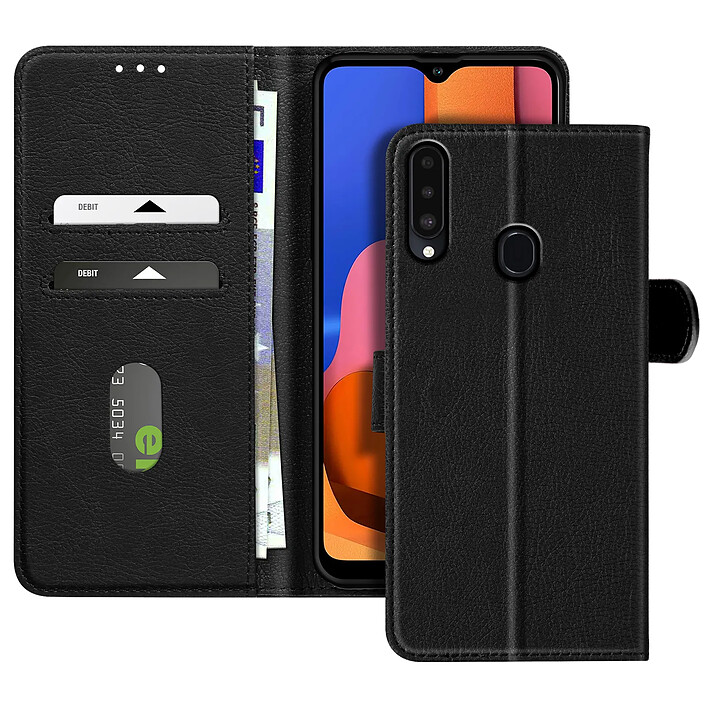 Avizar Étui pour Samsung Galaxy A20s Clapet Portefeuille et Support Vidéo Noir