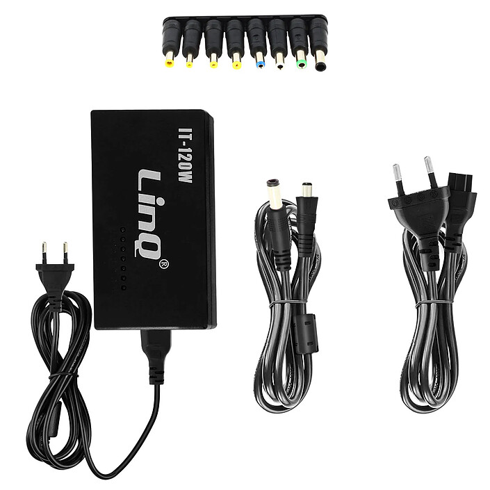 LinQ Chargeur Secteur Universel 120W avec 8 embouts 12 à 24V IT-120W Noir