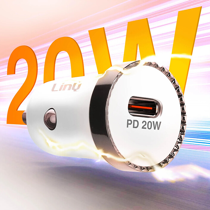 Avis LinQ Chargeur Voiture Allume cigare USB C 20W Power Delivery Compact  Blanc