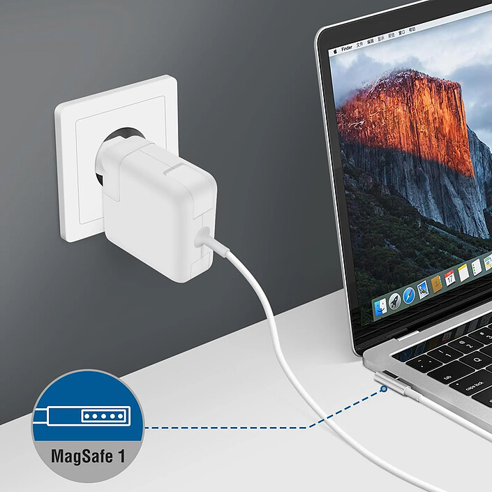 Avis LinQ Chargeur Mural MagSafe MacBook Air 45W Recharge Rapide Compact AP-45  Blanc