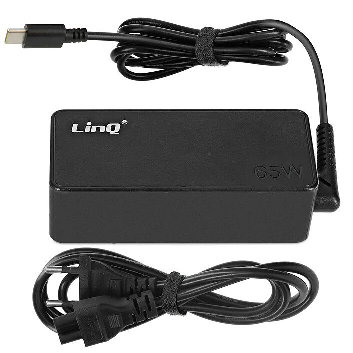 LinQ Chargeur Alimentation USB C pour Ordinateur portable Power Delivery 65W Noir