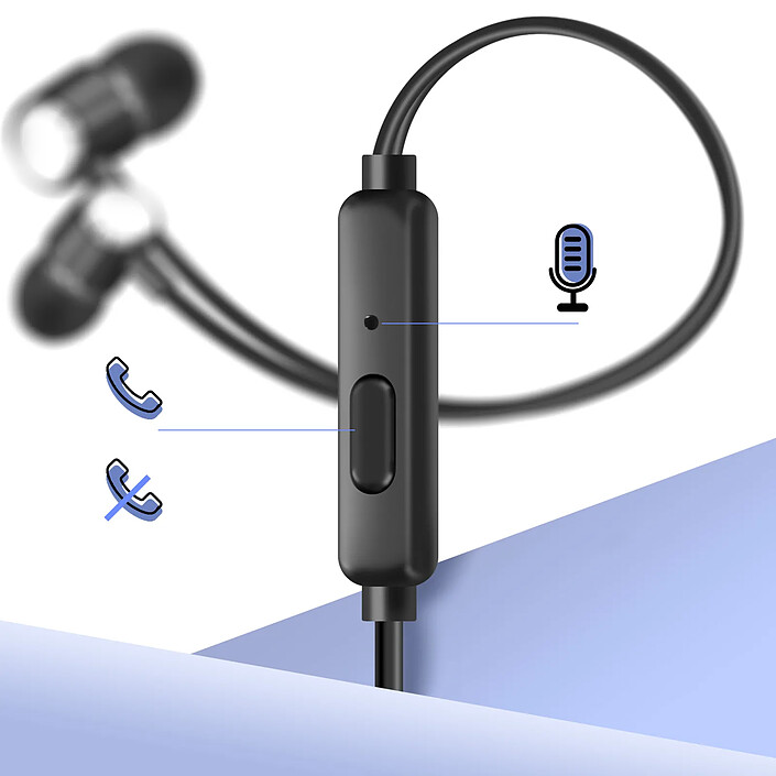 Avis LinQ Écouteurs Jack 3.5mm Intra-auriculaires Microphone Kit Mains Libres Noir