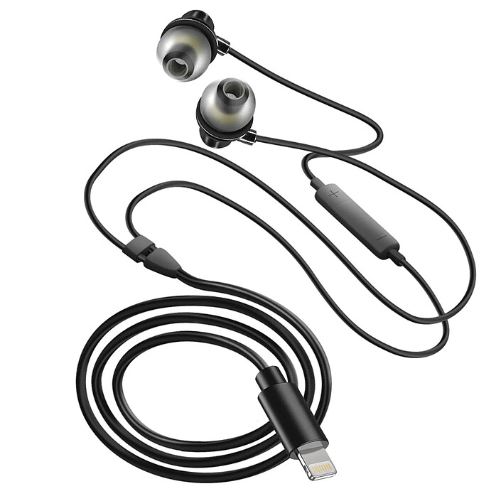LinQ Écouteurs Filaires Lightning Intra-auriculaires Microphone Boutons Argent