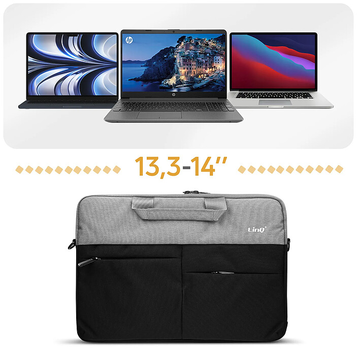 Avis LinQ Sacoche pour Ordinateur Portable de 13.3 à 14'' Étanche Bandoulière  Noir