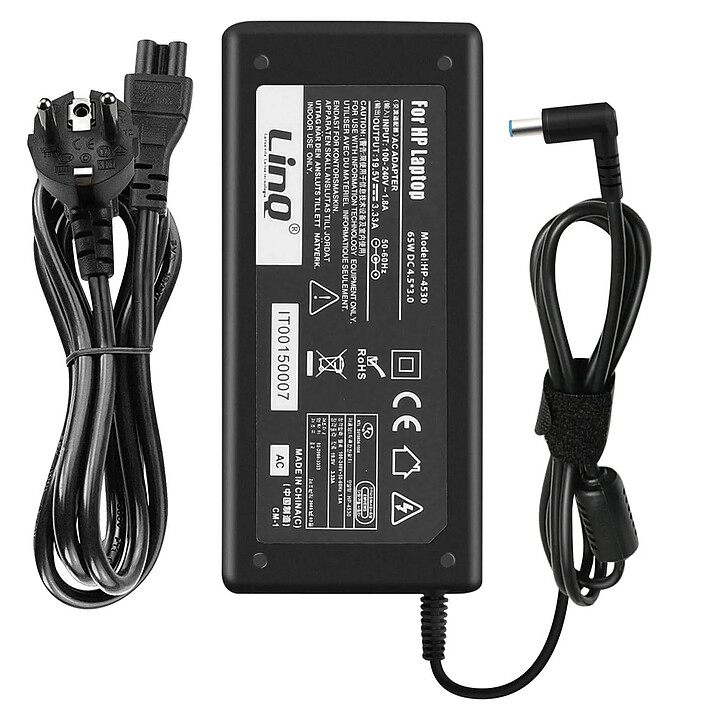 LinQ Chargeur Secteur PC HP 65W 19.5V 3.33A Embout 4.5*3.0 mm HP-4530 Noir