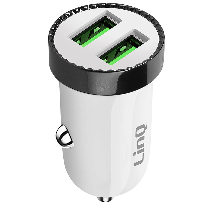 LinQ Chargeur Voiture Double USB 2.4A 12W Rapide Et Sécurisé Blanc