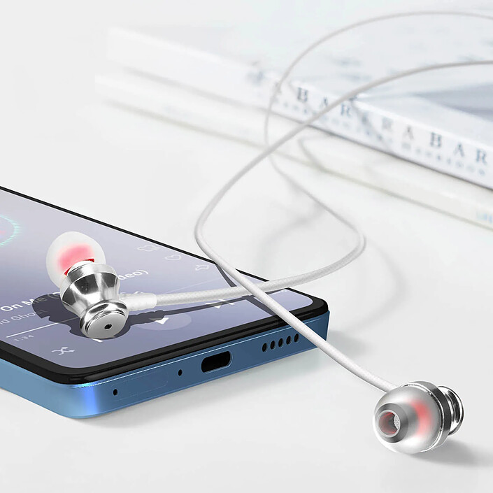 Avis Écouteurs Filaires USB C Intra-auriculaires Microphone et Bouton LinQ Blanc