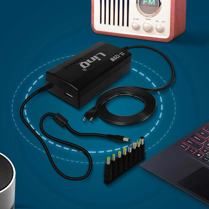 LinQ Chargeur Secteur Universel 120W avec 8 embouts 12 à 24V IT-120W Noir pas cher