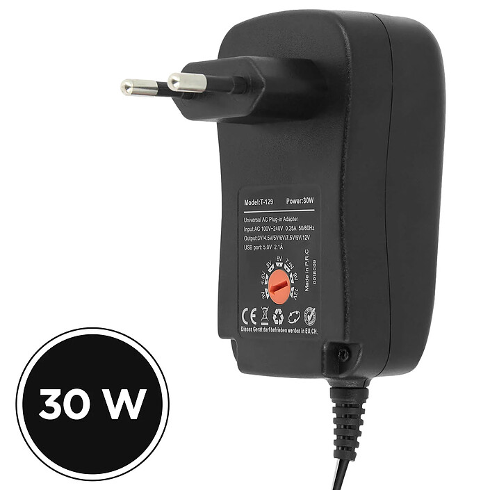 LinQ Chargeur Secteur Universel 30W avec 6 embouts Port USB Noir pas cher