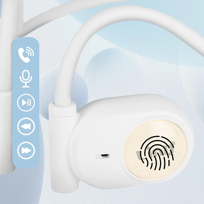 LinQ Écouteurs Sans Fil Sport Design Ouvert Tour de Cou Commandes Tactiles Blanc pas cher
