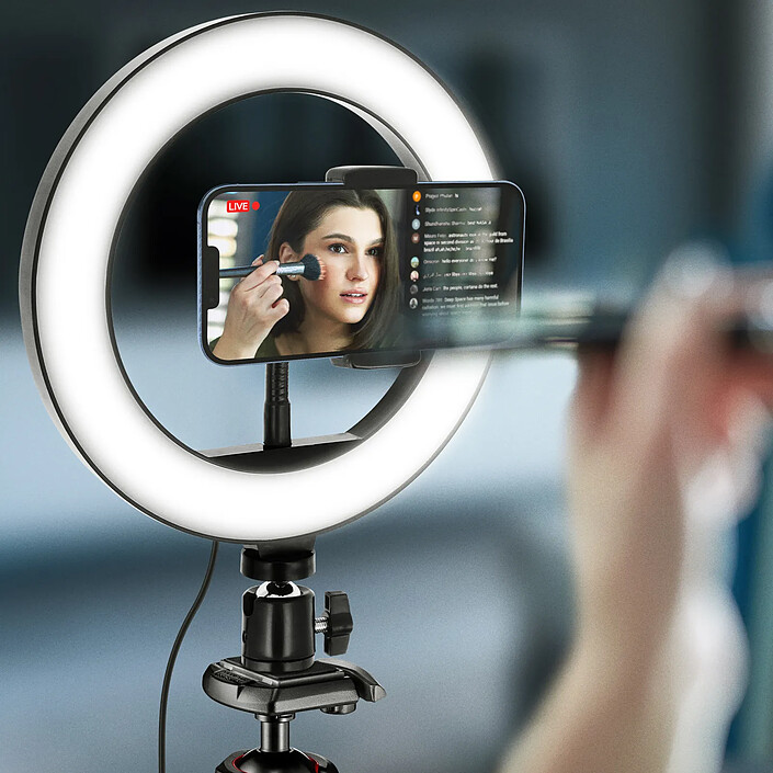 Avis LinQ Anneau Lumineux LED 26cm 10W avec Support Smartphone Blanc / Noir