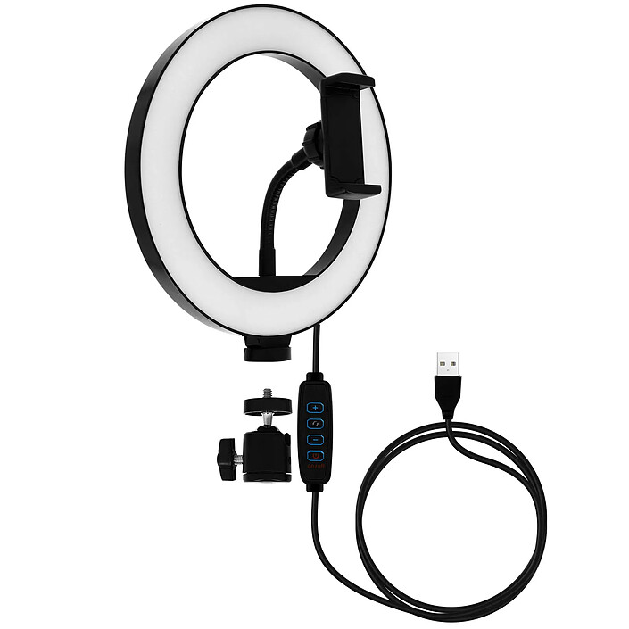 LinQ Ring Light 20cm 9W Modèle BD2006 avec Support Téléphone et Télécommande Blanc / Noir
