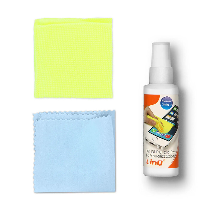LinQ Kit Nettoyant Écran Spray 100ml + 2 Chiffons microfibres Design de Poche Blanc