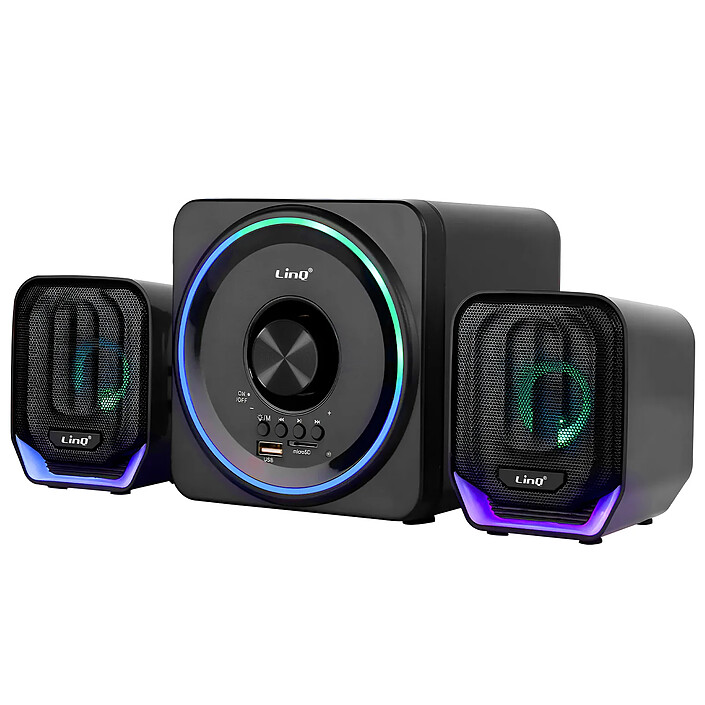 LinQ Enceinte PC Bluetooth avec Prise Jack 3.5mm + USB - Port Micro SD Noir