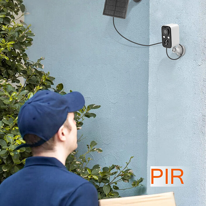Acheter LinQ Caméra de surveillance + Panneau solaire 1.5W Détection PIR Étanche IP65 Blanc / Noir